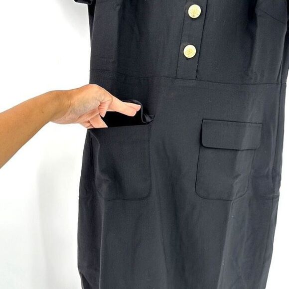 NWT J. Crew Black Collared Italian Bi-Stretch Wool Blend Midi Sheath Dress Sz 8 - Picture 7 of 12